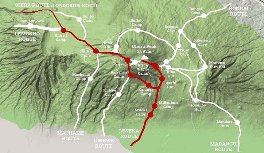 The 7-Day Londorosi Route Tour Kilimanjaro Map